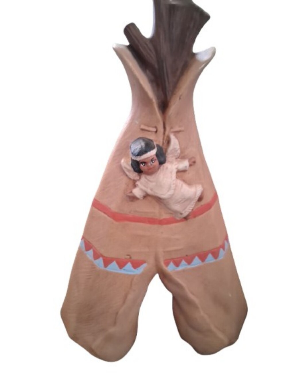 VTG ceramic teepee figurine that's part of a Native American themed nativity set